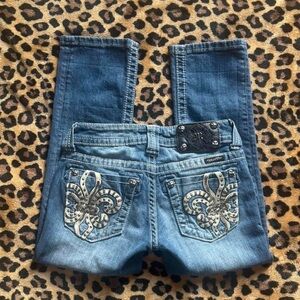 Miss Me Blue Jeans with Silver Embellishments
